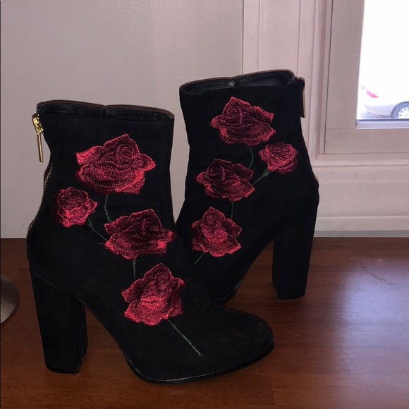 Rose Embroidered Booties - Picture 1 of 4